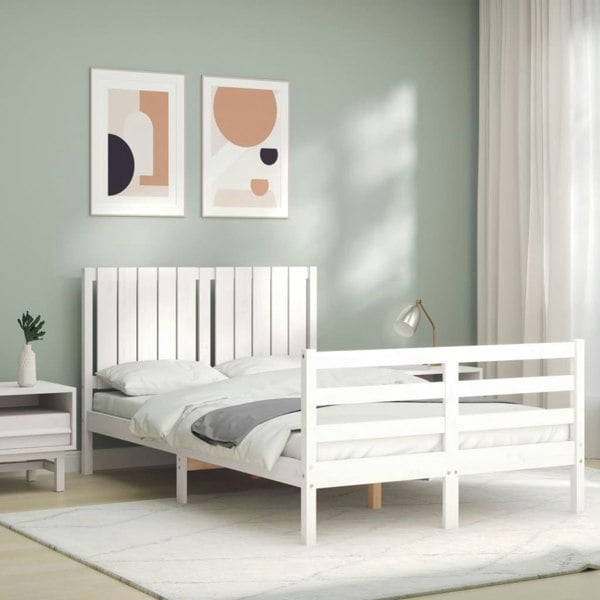 Berkfield Bed Frame with Headboard White 120x200 cm Solid Wood