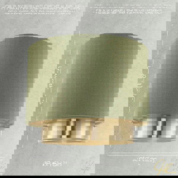 Olive Green Linen Fabric Pendant Shade with Brushed Gold Metal Ring Image 6