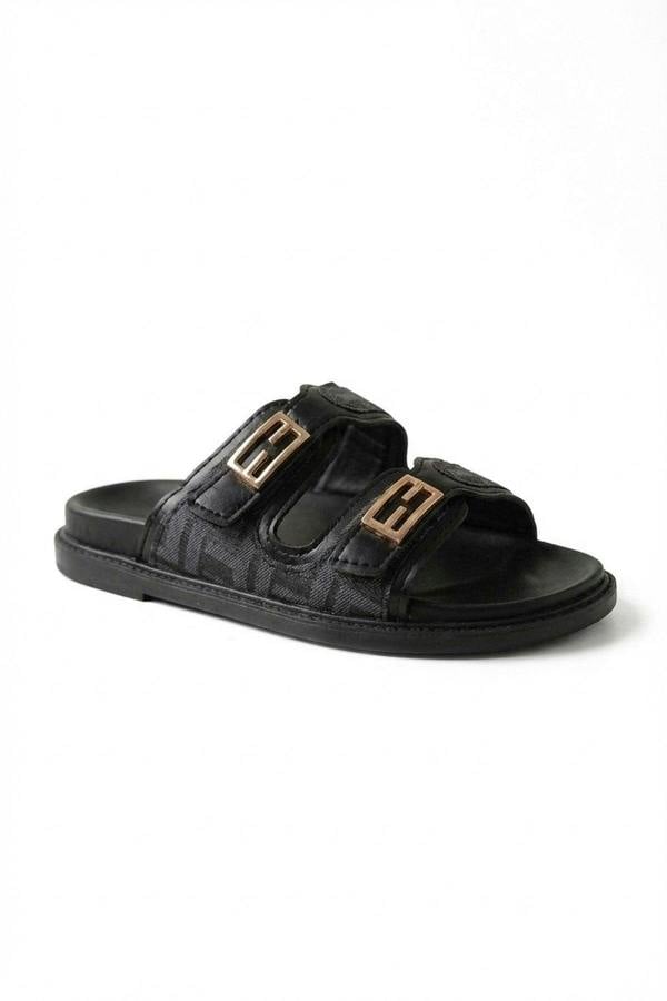 Willow Patterned Buckle Sandals - White_wb