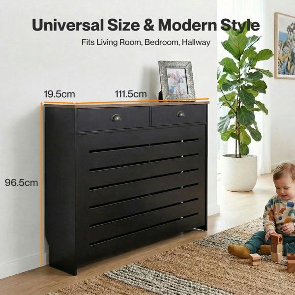 Levede Radiator Cabinet with Drawers Slat Grill Storage Shelf Guard Furniture