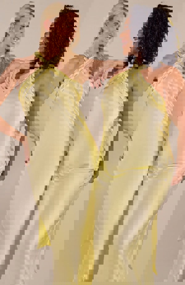 Rewritten London Roma Dress in Lemonade Yellow Satin