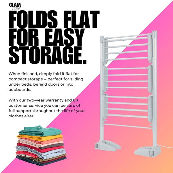 Glamhaus EcoDry Electric Heated Clothes Airer with Cover 248W Foldable