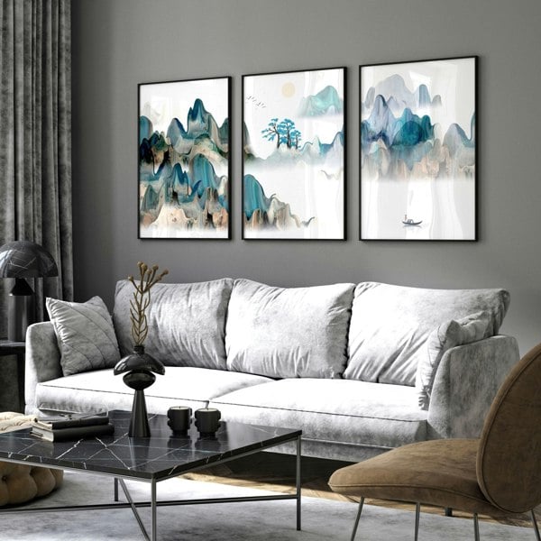 Japan art prints | set of 3 wall art prints for living room