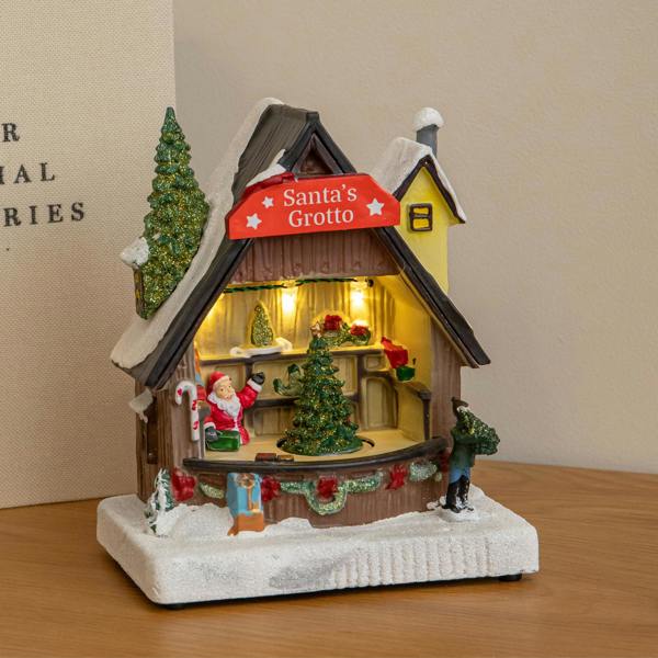 Samuel Alexander 17cm Light up Santa's Grotto Moving Musical Christmas Scene
