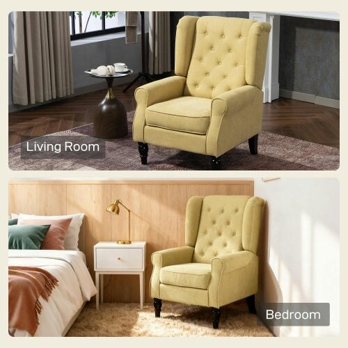 Wyld Haus Luyo Light Yellow Retro Wingback Accent Armchair With Button Tufted Upholstery