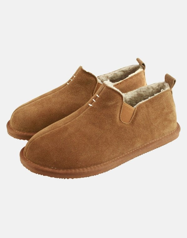 Men's Lowland Sheepskin and Suede Slipper Boots – Chestnut - British Boxers