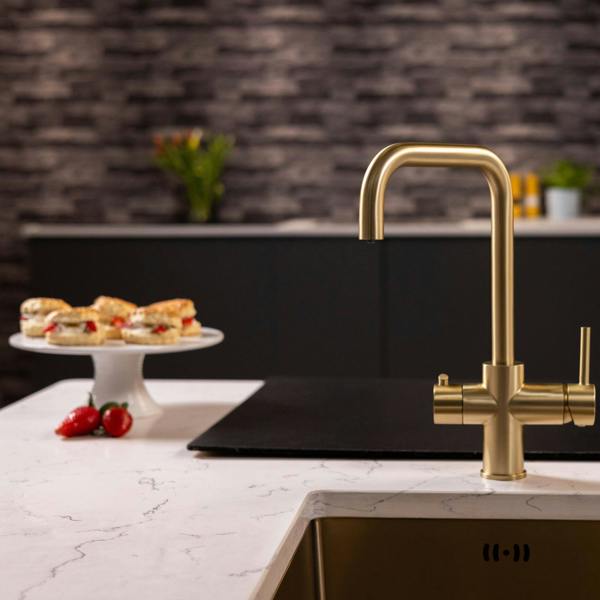 Flode Vier 4 in 1 Instant Boiling & Filtered Cold Water Tap | Brushed Brass Finish