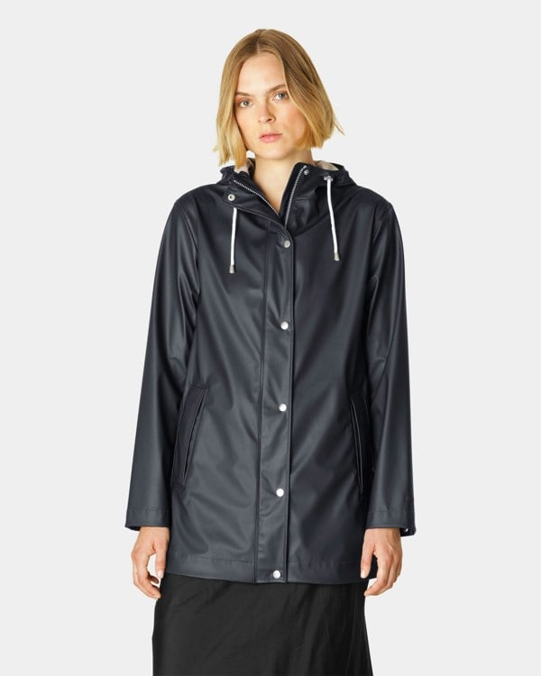 Ilse Jacobsen Rain Womens Short Rubberised Raincoat - Dark Indigo 660