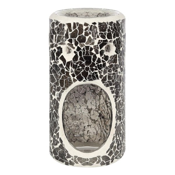 Serano Pillar Gunmetal Grey Crackle Oil Burner and Wax Warmer