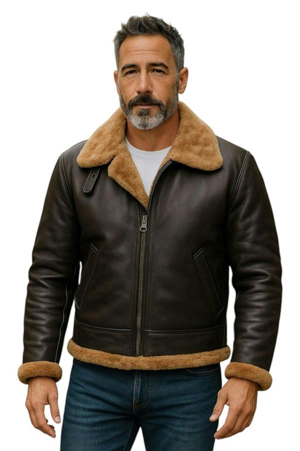 Infinity Leather Mens B3 Aviator Real Sheepskin Leather Flying Jacket-Oxford