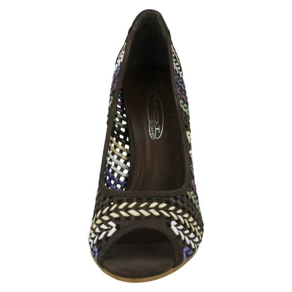 Spot On Ladies Spot On Heeled Peep Toe Court Shoe