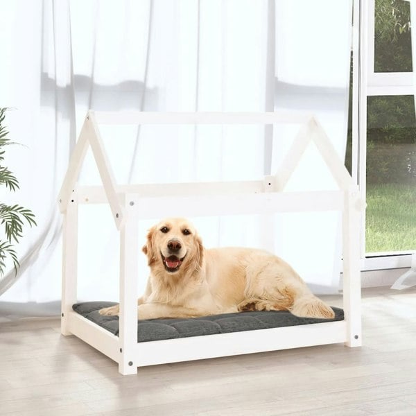 Berkfield Dog Bed White 81x60x70 cm Solid Wood Pine
