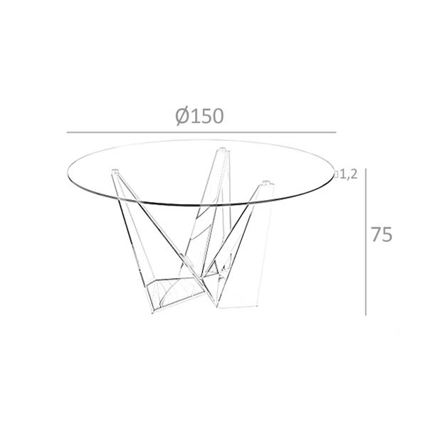 Angel Cerdá Round tempered glass and black steel dining table 1045