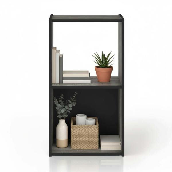 WALPLUS Pelli Cubic Storage Cabinet, 2x1, French Oak Grey/Black designed for practical home storage