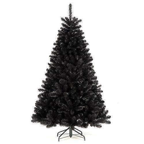 4ft to 12ft Black Artificial Christmas Trees with Hinged Branches and Metal Stand image 4