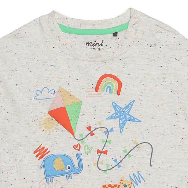 Mini Cuddles Baby Boys Graphic Printed T-Shirt, Grey