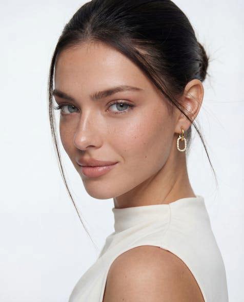 Elk & Bloom Dainty 14k Gold Gemstone Double Loop Hoops