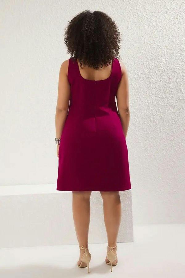 WOVCOR Square Neck Woven Plus Size Dress