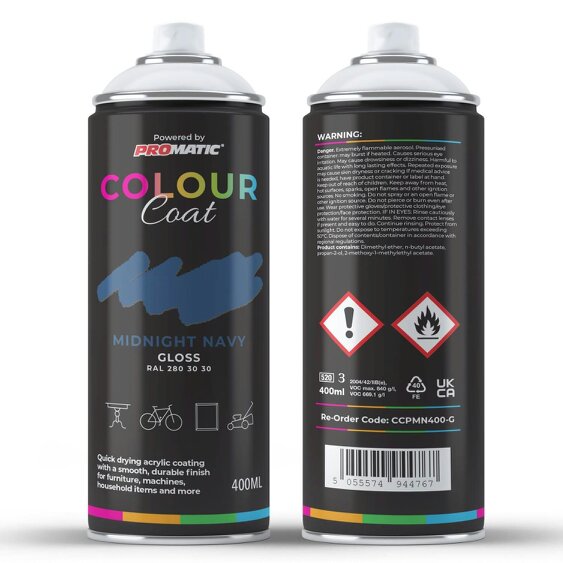 Colour Coat Midnight Navy RAL 280 30 30 Gloss Spray Paint 400ml