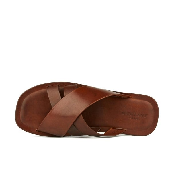 Embassy London Rio - Brown - Men's crossover straps fully leather lined slide sandal