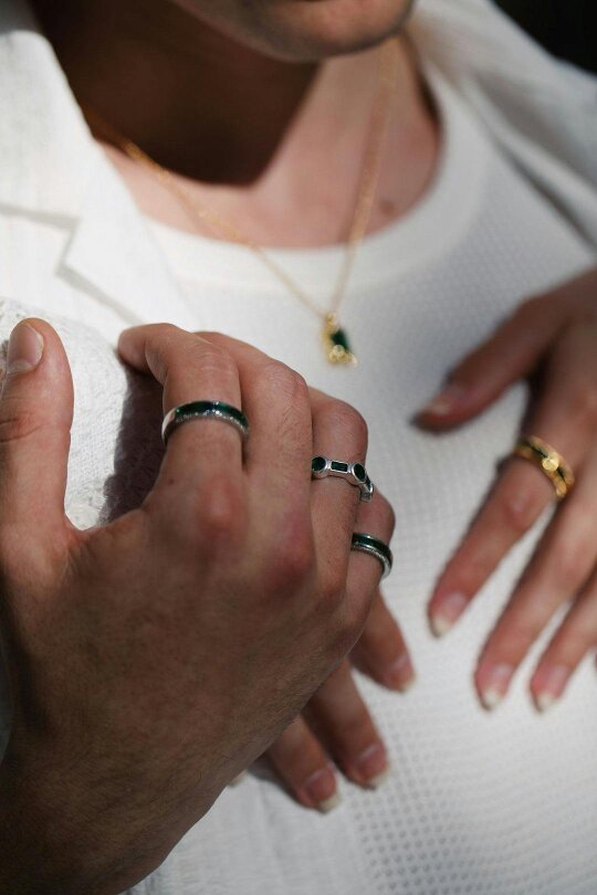 SVNX The 'Knox' Ring in Silver and Green