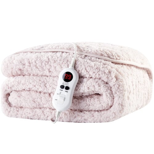 Cozy Night Electric Heated Throw Blanket - 9 Heat Settings & 9 Timer Settings Machine Washable Luxurious Sherpa Fleece Grey Lilac