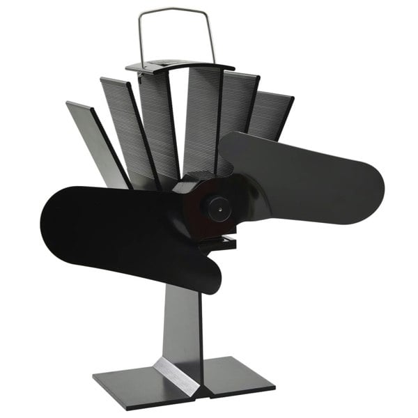 Berkfield Heat Powered Stove Fan 2 Blades Black