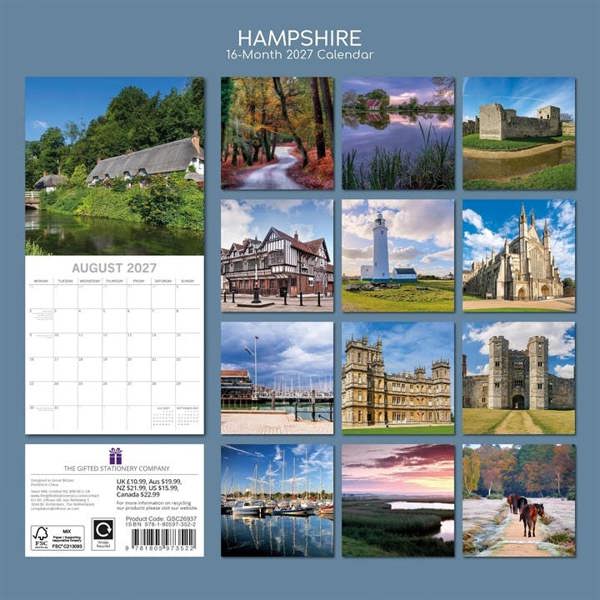 Hampshire Calendar 2027, Wall Calendars, Month To View, Travel, Gift