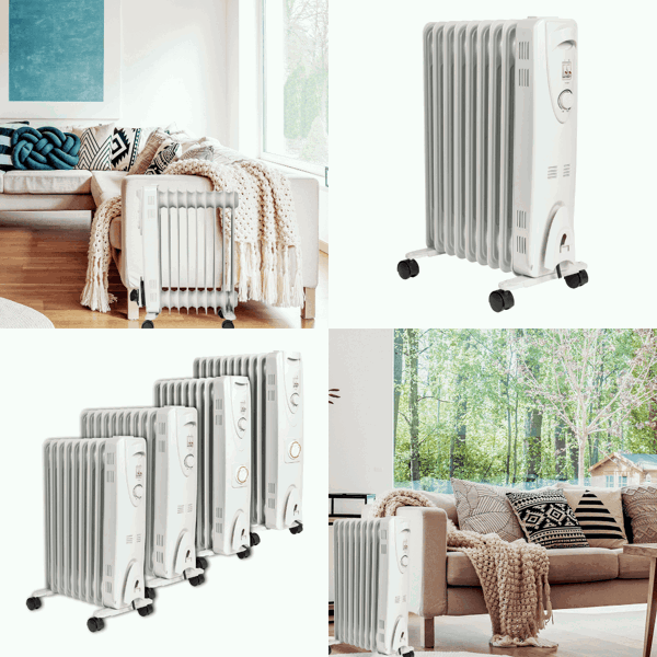 Mylek Oil Filled Electric Portable Heater Radiator with Adjustable Thermostat 2500w