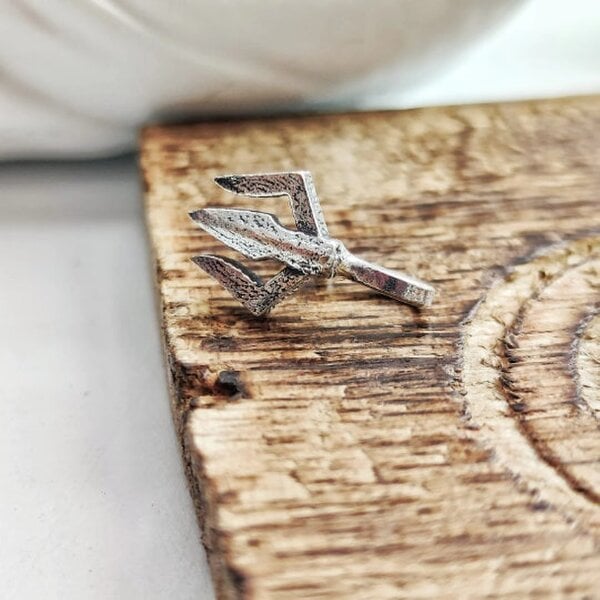 The Colourful Aura Oxidized German Silver Trident Non Pierced Clip On Traditional Indian Nose Pin