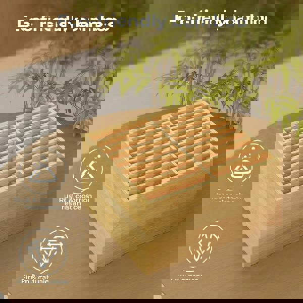 Levede Marker Pen Storage Bamboo 18 Compartment Desk Organiser Craft Stationary