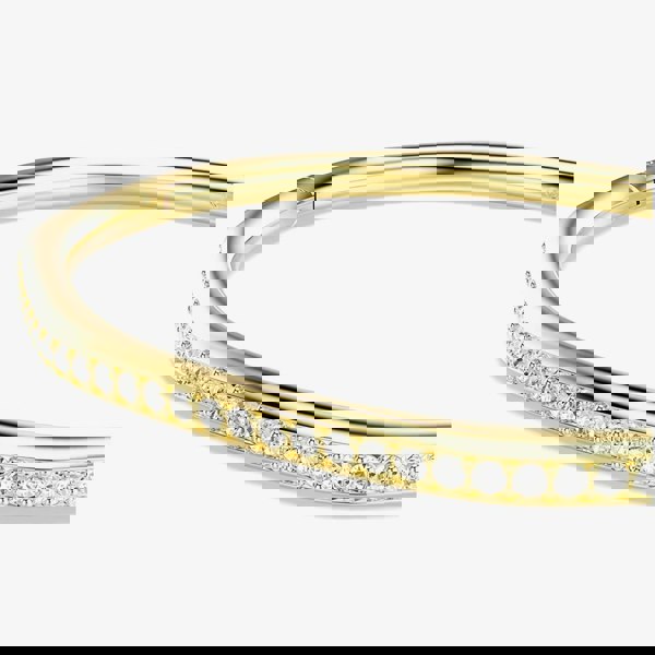 Swarovski Dextera Gold Tone Plated Small Octogan White Crystal Bangle 572458