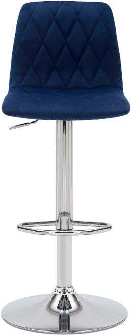 Lamboro Verona Velvet Kitchen Bar Stools, Single, Height Adjustable Gas Lift Stool With Backrest, Breakfast Bar Stool - Blue