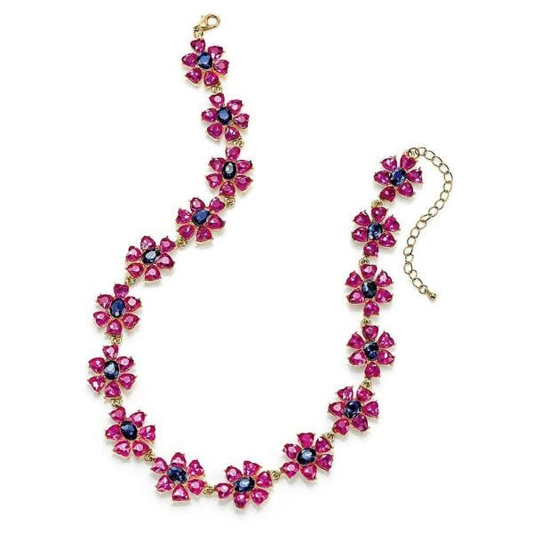 Pia Fuchsia Crystal Necklace, Gold-Tone Floral Statement