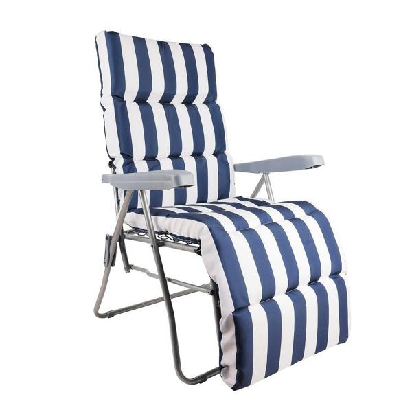 Groundlevel Garden Recliner Chair with Striped Cushion