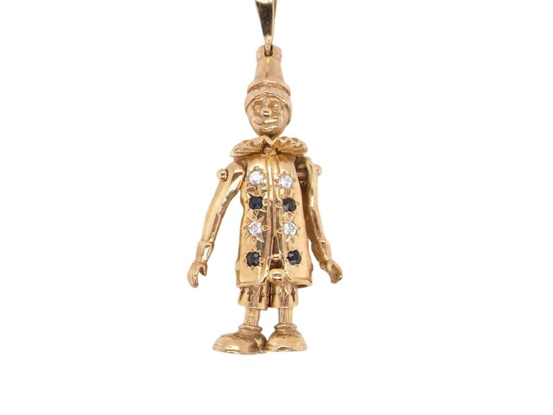 Vintage Tom A large 9 carat gold Clown Pendant