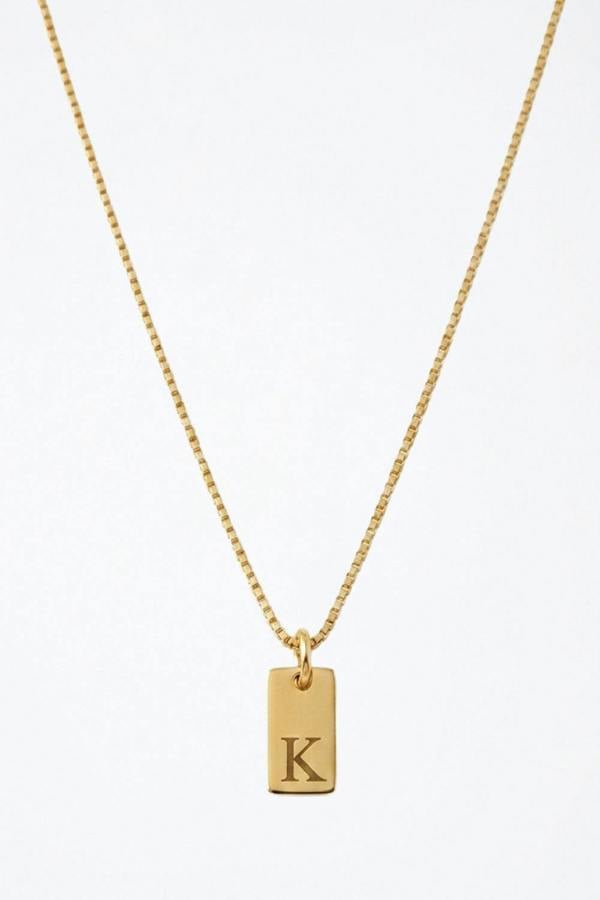 Serla Initial Pendant Gold Plated Necklace Letter K
