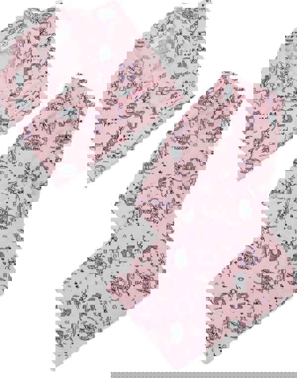 Friends Girls Pink Central Perk Logo Aop Short Sleeve Long Leg Pyjama Set