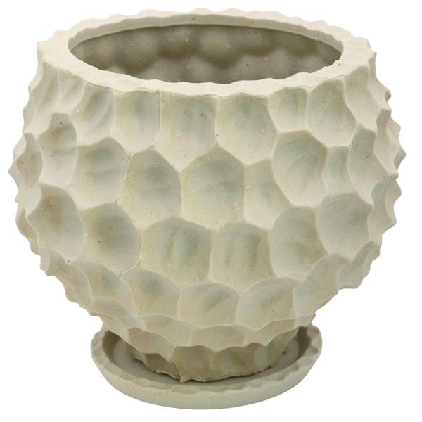 Sculpted Concrete Planter with Leaf Texture