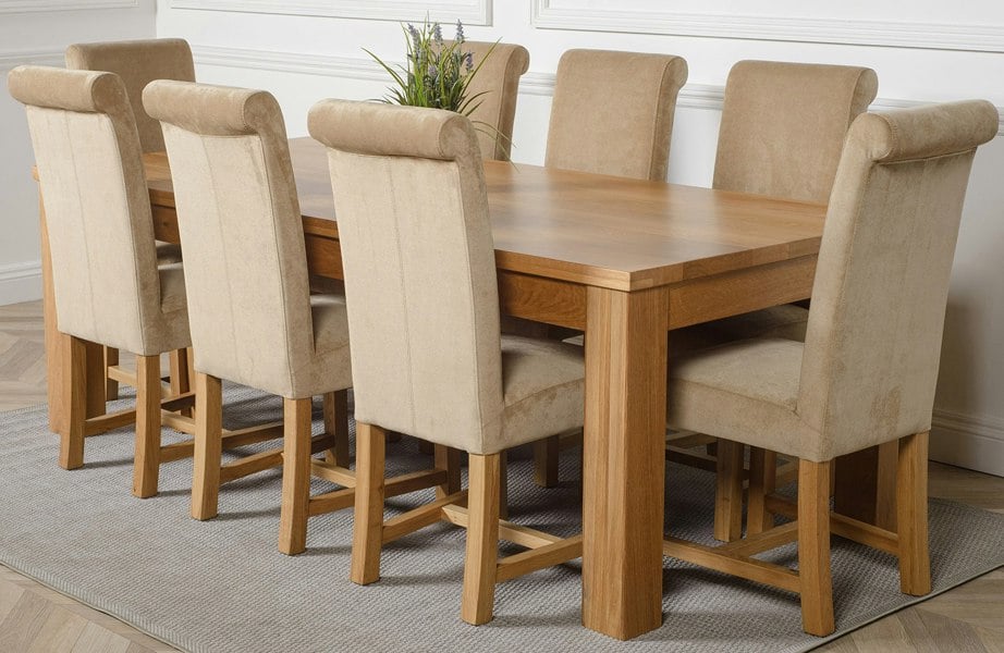 That's Furniture Dakota Extra Large Oak Dining Table with Washington Fabric Chairs