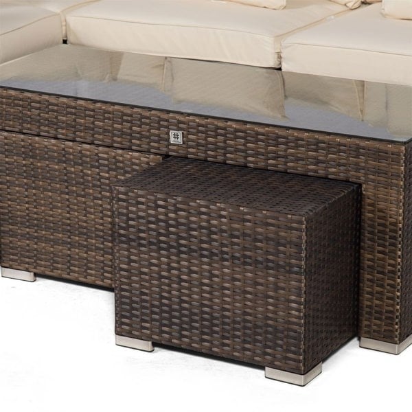 Giardino Santorini L Shape Modular 6 Seat Rattan Corner Sofa Set With Armchair, Coffee Table & 2 Stools