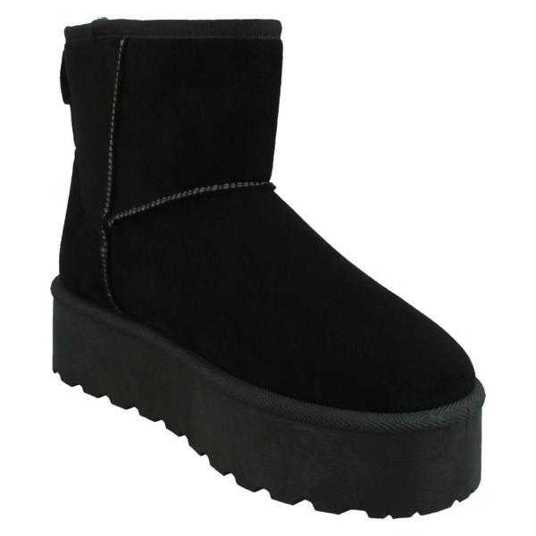Spot On Ladies Spot On Mid Platform Microsuede Ankle Boots F4464