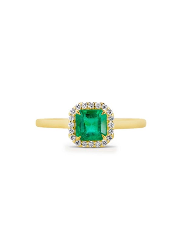 Gemdaia Emerald & Diamond Halo Ring