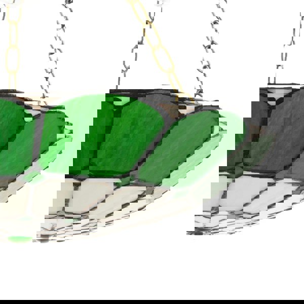 Dark Emerald Green and Opal White Tiffany Glass Pendant Lighting Shade Image 3