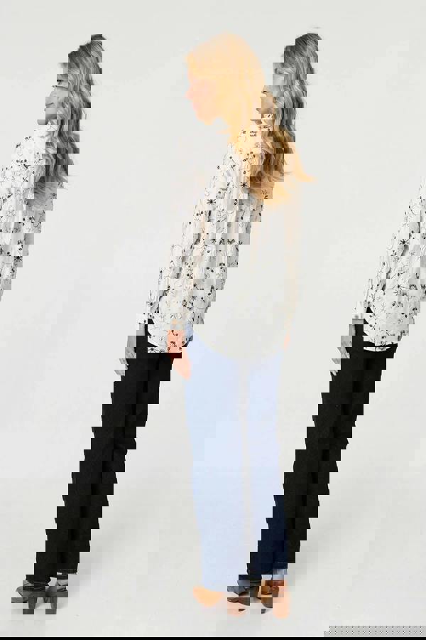 White | Embroidered Detail Long Sleeve Shirt