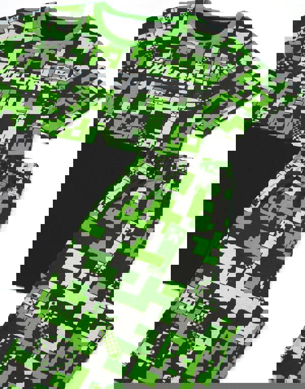 Minecraft Boys Green Creeper All-Over Print & Logo Short Sleeve Short Leg Pyjama Set