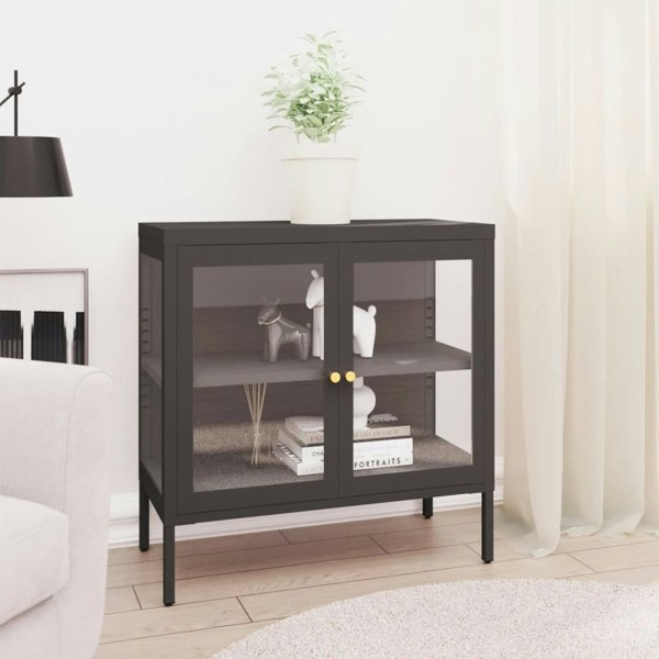 Berkfield Sideboard Anthracite 70x35x70 cm Steel and Glass