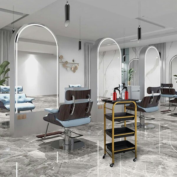 HYGRAD BUILT TO SURVIVE 4-Layer Barber & Salon Storage Cart, Black & Gold | HYGRAD®