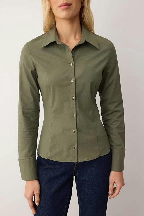 WOVCOR Waist-Fitting Cotton Woven Shirt