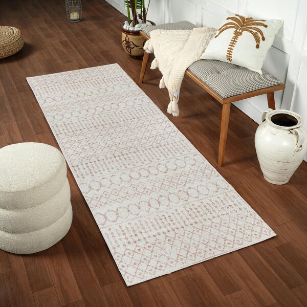 Livabliss Aliyah Shaggy ALH2301 Global Pink Ivory Plush Soft Pile Rug